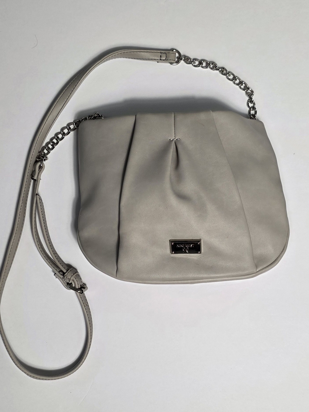 Nine West Pale Gray Crossbody Bag with Chain Strap